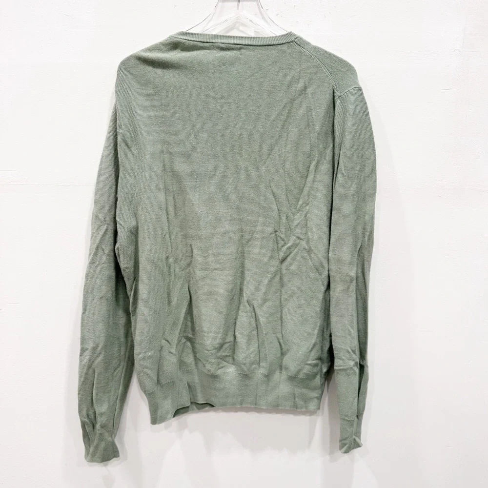 J. Crew Cotton Crewneck Sweater in Garter Stitch Men’s Large Green